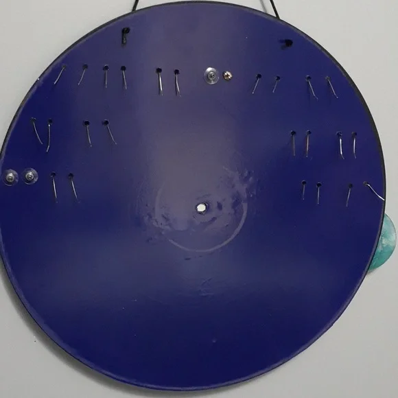 Hand Crafted Earring Jewelry Holder Painted Necklaces Vinyl Record Upcycle Wall - Picture 9 of 15